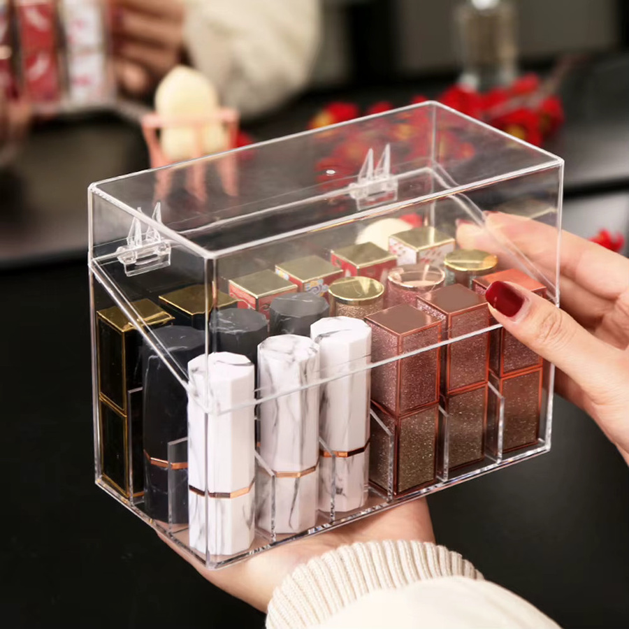 LEENKEA Make-up Organizer aus Acryl, Lippenstift Display-Ständer und Schmuckbox, transparent, Breite: 17,6 cm, Tiefe: 13,2 cm - Bild 4
