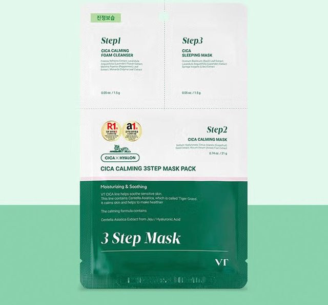 VT Cica Beruhigende 3-Schritte-Maske, 10 Blatt, Empfindliche Haut - Bild 1