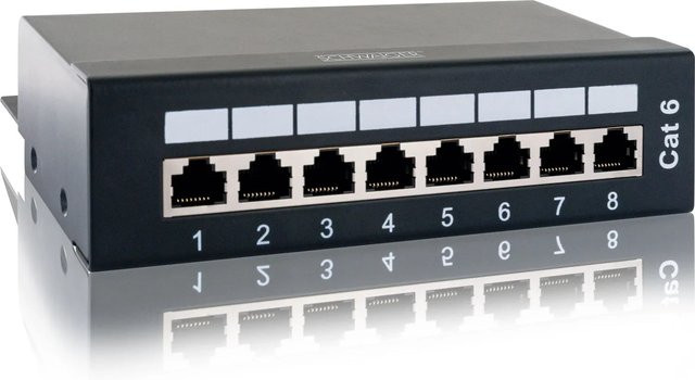 SCHWAIGER Patchpanel CAT6 mit 8 Ports für Ethernet/LAN in Schwarz - Bild 2