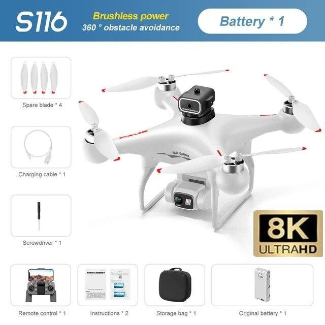 LYZRC S116 Mini Drohne mit 8K HD Dual Kamera, WIFI FPV, optischer Fluss Positionierung und Hindernisvermeidung, bürstenloser Motor, Farbe: Weiß - Bild 1