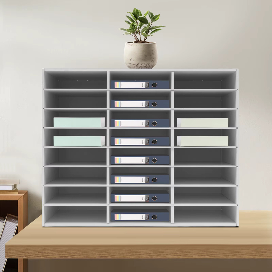 Bymaocar Desktop-Aktenhalter aus weißem PVC-Filz mit 24 Fächern für Büro und Schule - Bild 2
