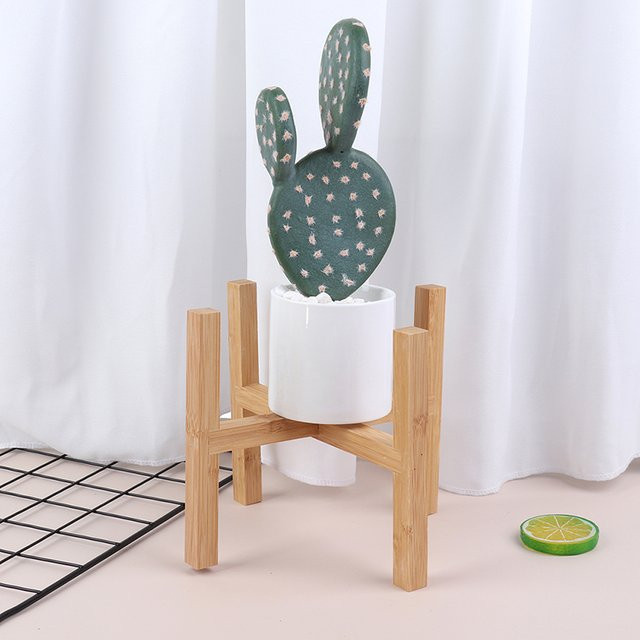 Freistehendes Pflanzentablett aus Holz in Braun für Blumentöpfe und Bonsai-Halter - Bild 1