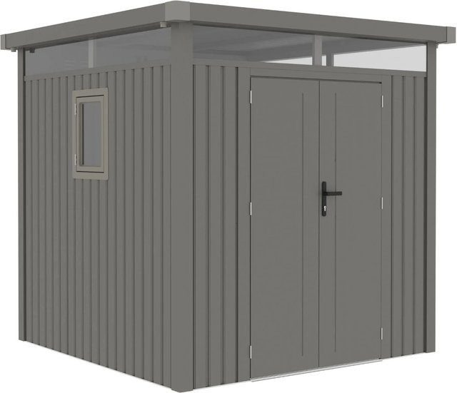 Osoltus Metall Gerätehaus Luma mit Fenster und Flachdach, Grau, B/T/H: 230 x 230 x 222 cm - Bild 1