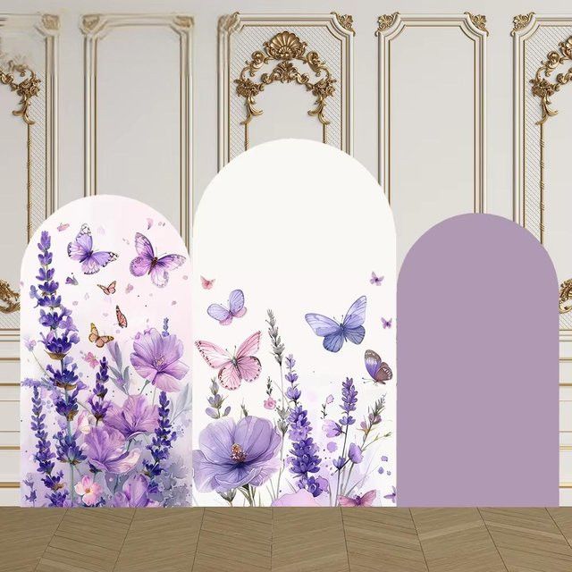 VIKAMA Hintergrundbogen mit Aquarell Blumen und Schmetterlingen in Multicolor für Hochzeit, Geburtstag und Party-Dekoration - Bild 1