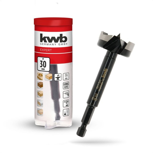 kwb Forstnerbohrer Topfbohrer Ø 30 mm in Silber für Holz mit geschmiedetem Bohrkopf und 4-seitig geschliffener Zentrierspitze - Bild 1