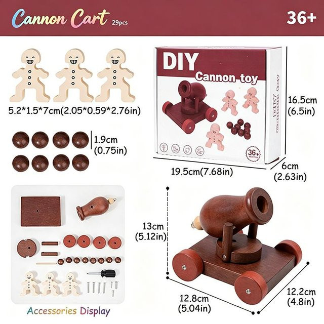 Linyi toy car Holz DIY Belagerungsgerät Kanone, Spielzeugset, ab 4 Jahren - Bild 1