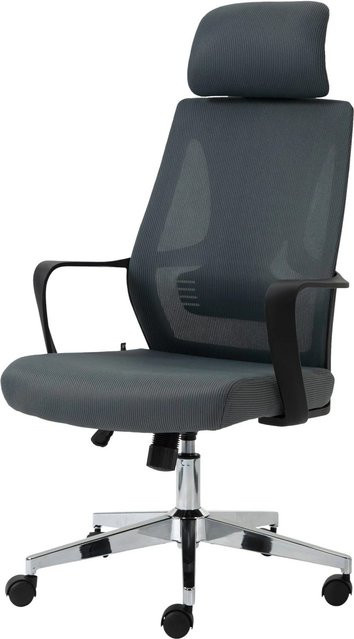 CLP Ergonomischer Bürostuhl Alton in Grau mit Kopfstütze und Armlehnen - Bild 1