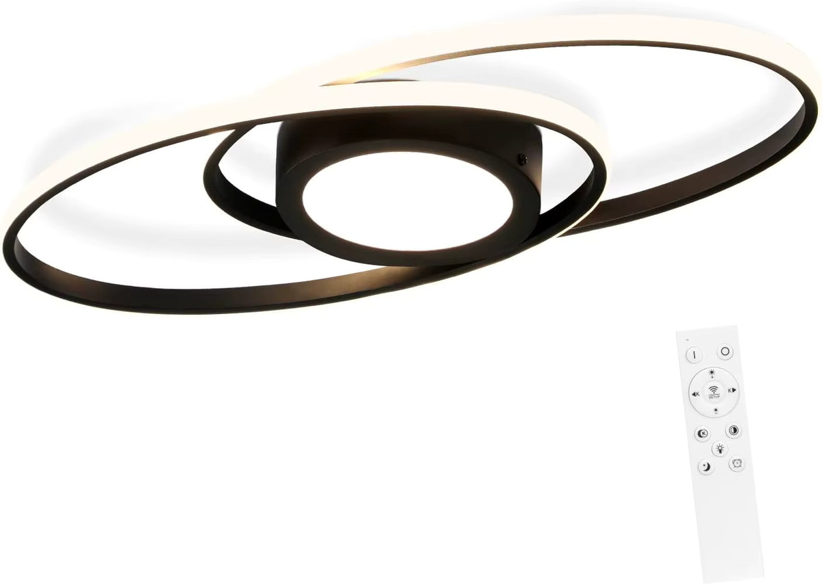 Moderne LED Deckenlampe von Nettlife in Schwarz, rund, dimmbar mit Fernbedienung und CCT-Farbtemperatursteuerung, 48W - Bild 6