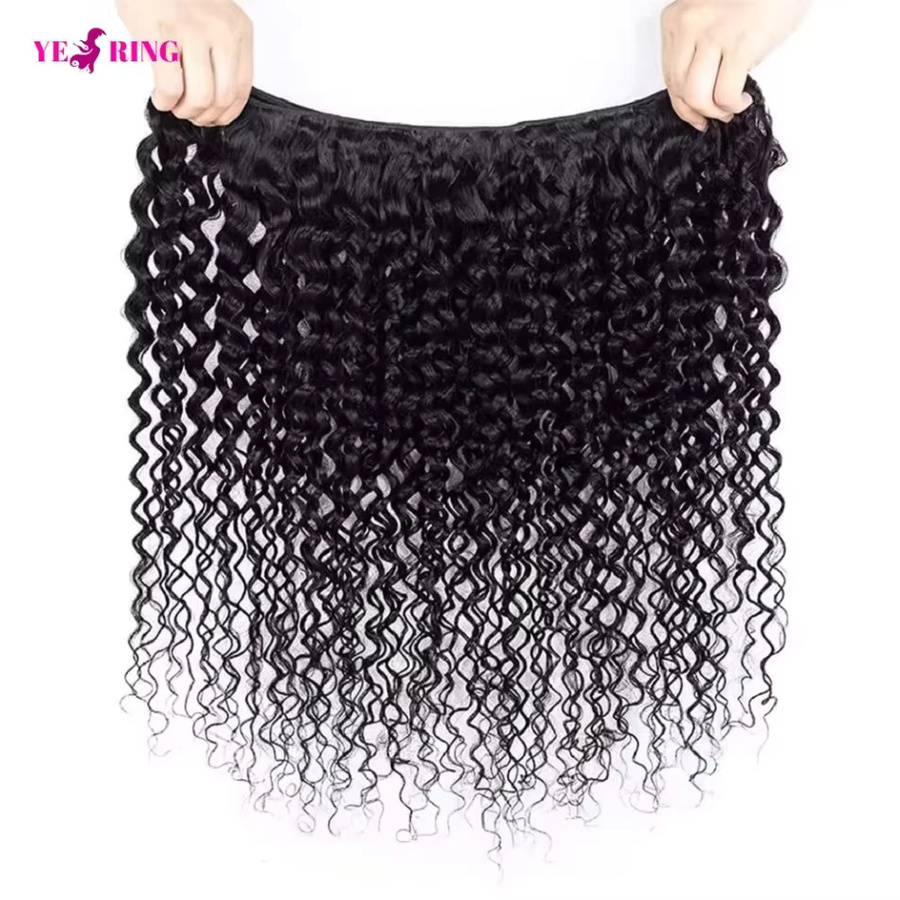 YEORING Kinky Curly Echthaar-Bündel, Burmesische Rohhaar-Webart, Unisex - Bild 3