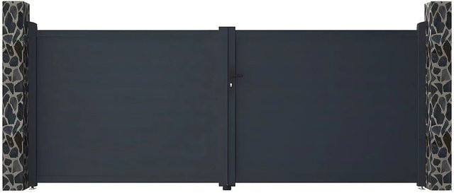 Vente-unique Nazario Aluminium Flügeltor in Anthrazitgrau, Breite: 392 cm - Bild 1
