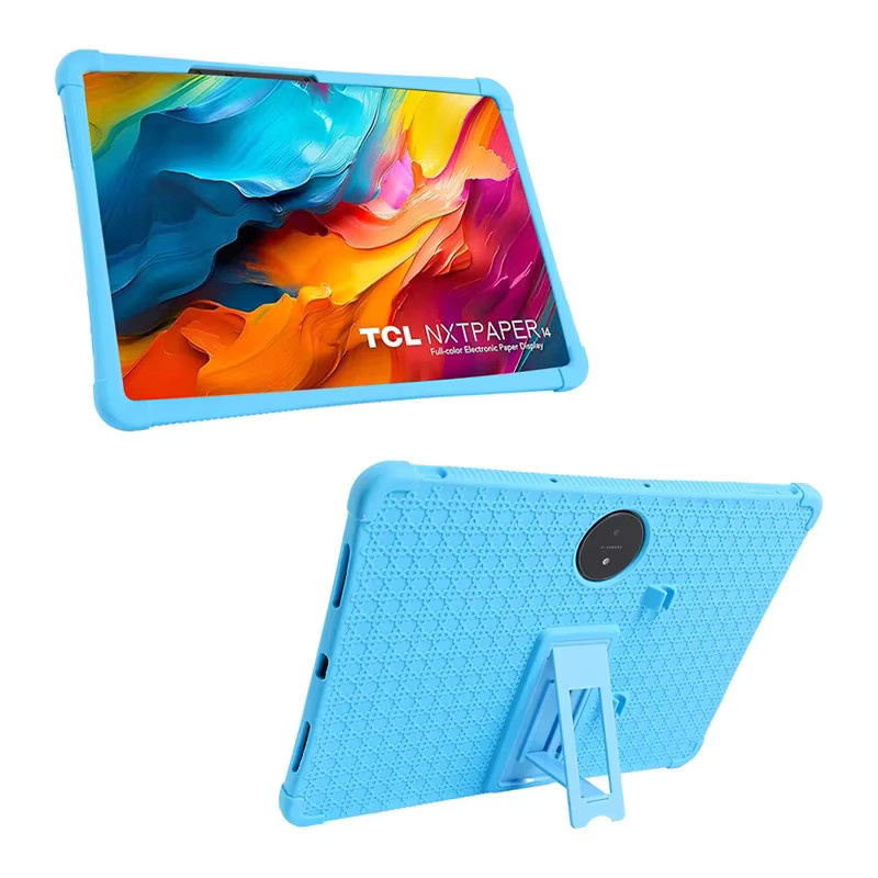 Silikon-Stoßschutzhülle für TCL NXTPAPER 14 9491G 14,3 Zoll Tablet mit verstellbarem Ständer in Pink oder Blue - Bild 2