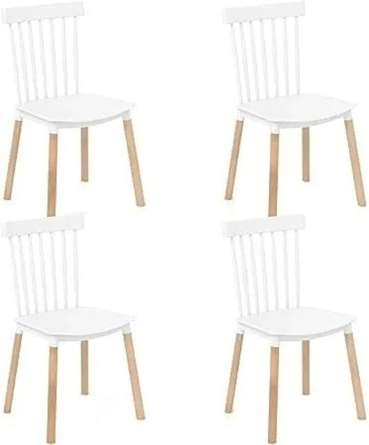 Costway 4er Set Esszimmerstühle in Weiß mit Massivholzbeinen aus Buche im skandinavischen Design - Bild 1