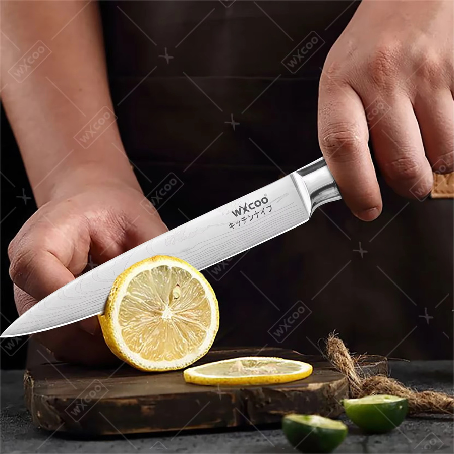 WXCOO Damaskus Küchenbeil Cleaver in Silber zum Schneiden von Fleisch und Obst - Bild 5