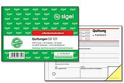 Sigel Quittungsblock SD 121, DIN A6 quer, selbstdurchschreibend, fortlaufend nummeriert, gelb - Bild 1