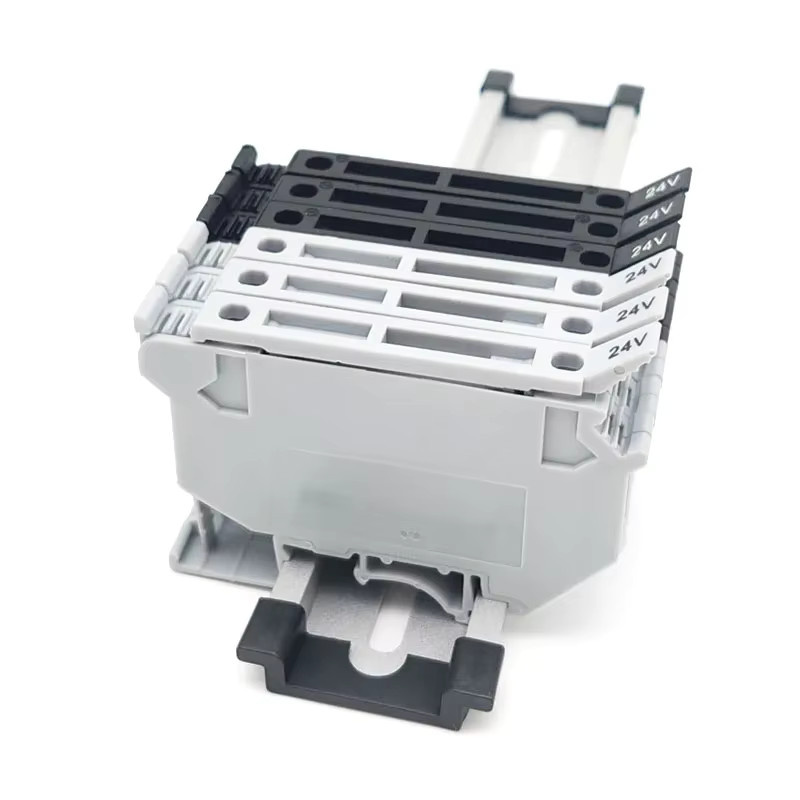 10 Stück WONKEDQ UK5-HESI Sicherungshalter für DIN-Schienen mit Trennhebel und LED, grau, 5x25mm - Bild 1