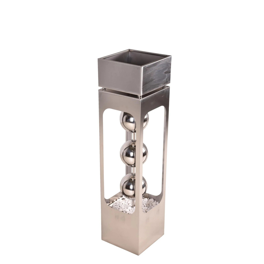 DELUKE Pflanzsäule NIKLAS mit Brunnen aus Edelstahl in Silber, moderner Blumenkübel für den Garten - Bild 2