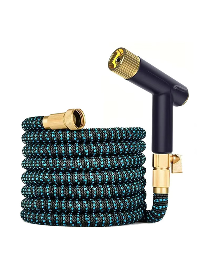 FLOWERS SPRAL Erweiterbares Gartenschlauch-Set mit Metall-Wasserpistole in Schwarz, Blau und Multicolour - Bild 6