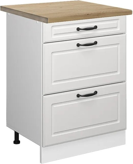 Vicco Küchenunterschrank R-Line Landhaus Weiß mit Schubladen und Eiche-Optik, Breite: 60 cm - Bild 1
