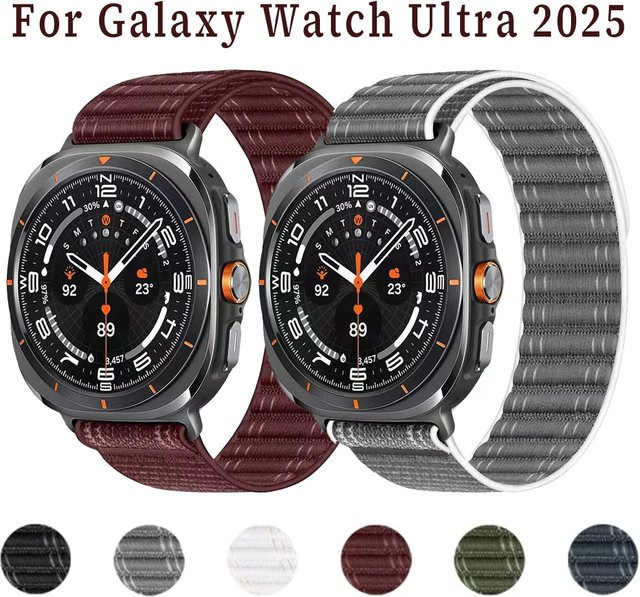 Uhrenarmband Nylon, Weiß, Samsung Galaxy Watch Ultra/Ultra2025 47mm, Unisex - Bild 1