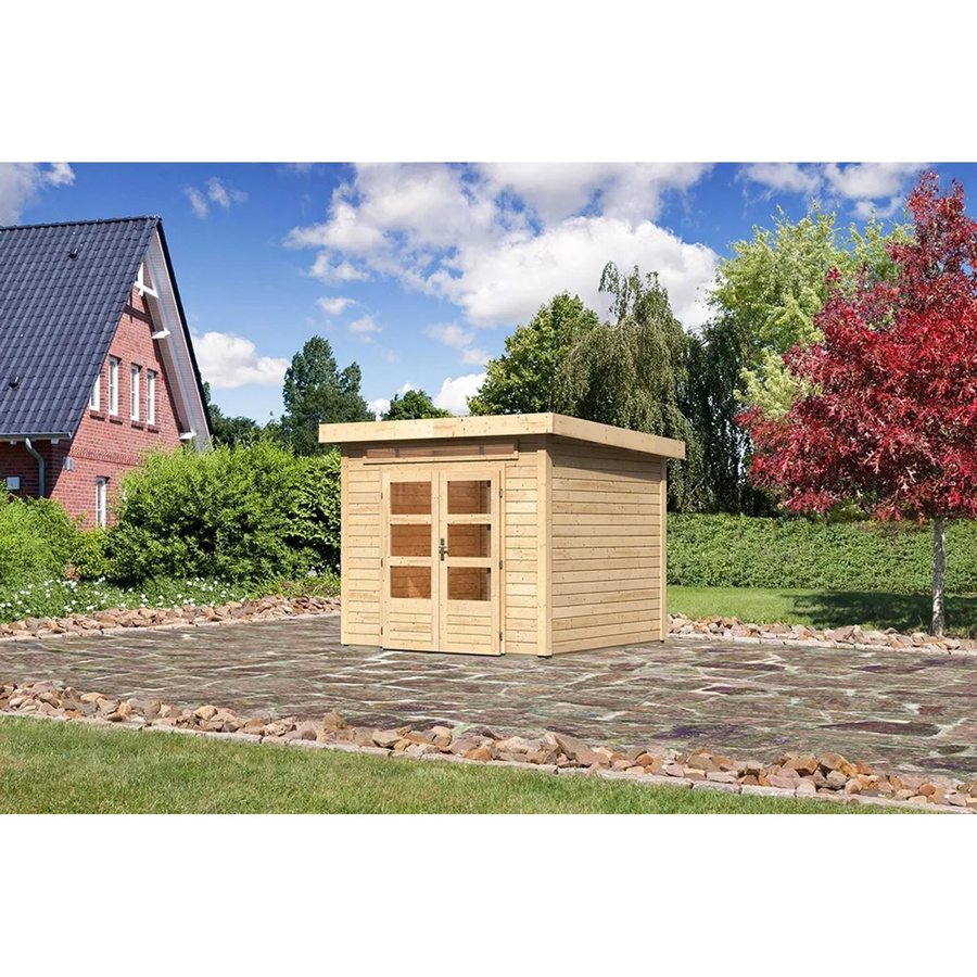 Karibu Holz-Gartenhaus Kumla 3 Natur mit Pultdach in Braun, B/T: 240 x 240 cm - Bild 2