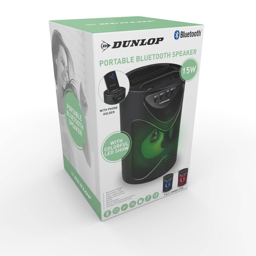 Dunlop Bluetooth Lautsprecher in Schwarz mit USB-Anschluss, Höhe: 18 cm - Bild 2