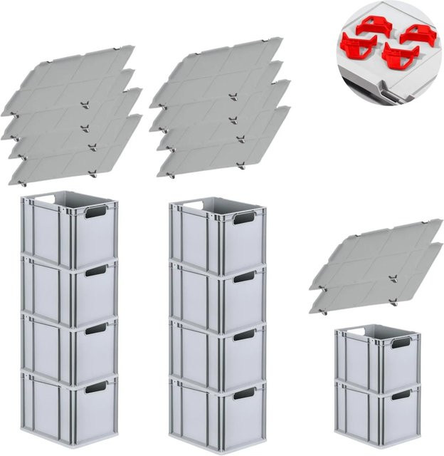 PROREGAL Spar Set mit 10x Eurobox Nextgen Economy und 4x Auflagedeckeln in Rot, H x B x T: 32 x 30 x 40 cm, 30 Liter pro Box - Bild 1