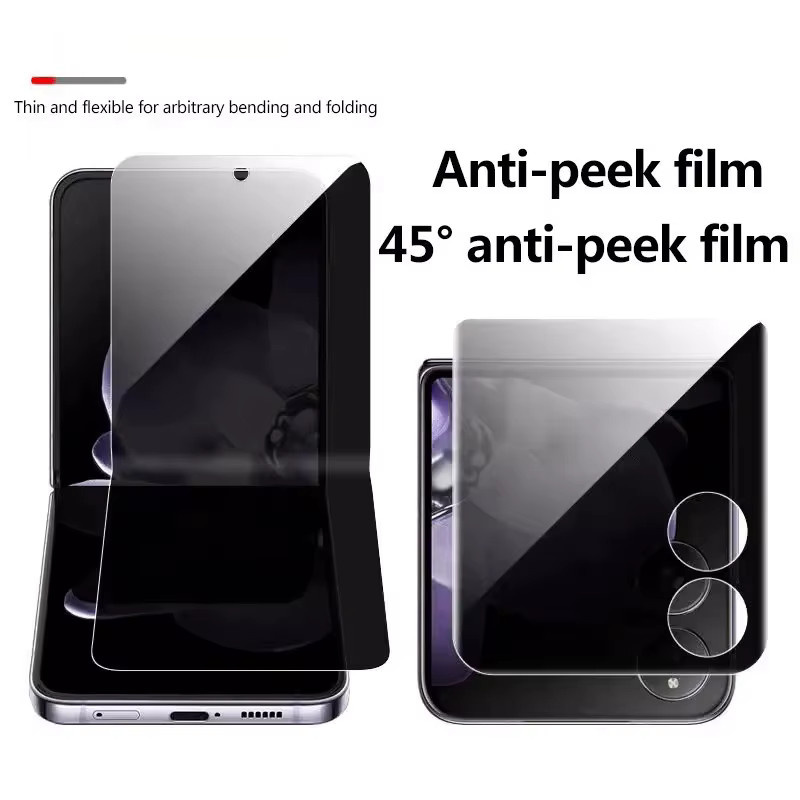 Sichtschutz-Faltfolie für Samsung Galaxy Z Flip 7 SE mit interner Folie und vorderer Hydrogelfolie, transparent, Set mit 1–3 Stück - Bild 3