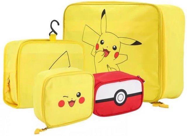 TAKARA TOMY Pokemon Pikachu Reise-Aufbewahrungstaschen Set, 4-teiliger Sortierorganisator in Gelb - Bild 1