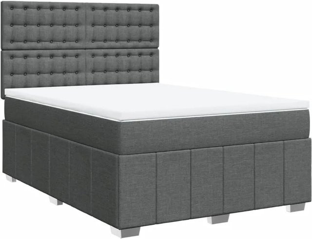 vidaXL Boxspringbett mit Matratze Hybrid-Design in Dunkelgrau, B/T/H: 140 x 190 cm - Bild 1