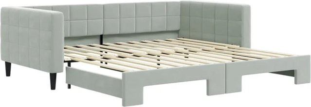 vidaXL Tagesbett ausziehbar in Hellgrau mit Samtbezug und Schubladen B/T/H: 100 x 200 cm - Bild 1