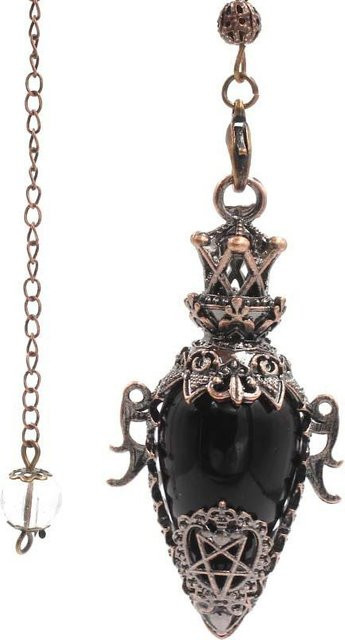 Anhänger Schwarzer Obsidian, Kristall, Kupfer, Schwarz, Herren - Bild 1