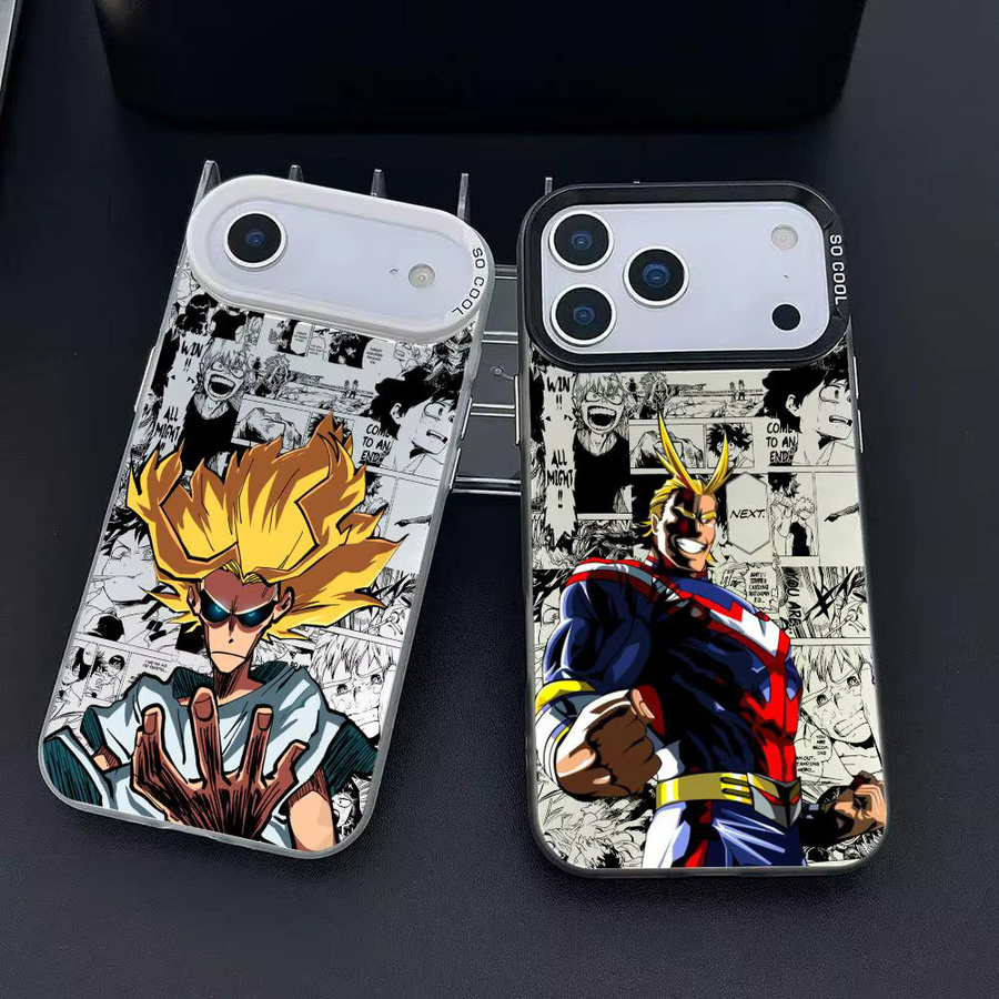 All Might Anime Handyhülle für iPhone 11 bis 17 Pro Max, mehrfarbig, matt mit Laser-Effekt und metallischem Aurora-Design - Bild 2