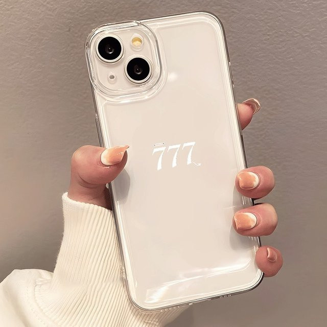 Transparente TPU-Handyhülle mit weißem 777 Muster für iPhone 11 bis iPhone 17 Pro Max Serie - Bild 1
