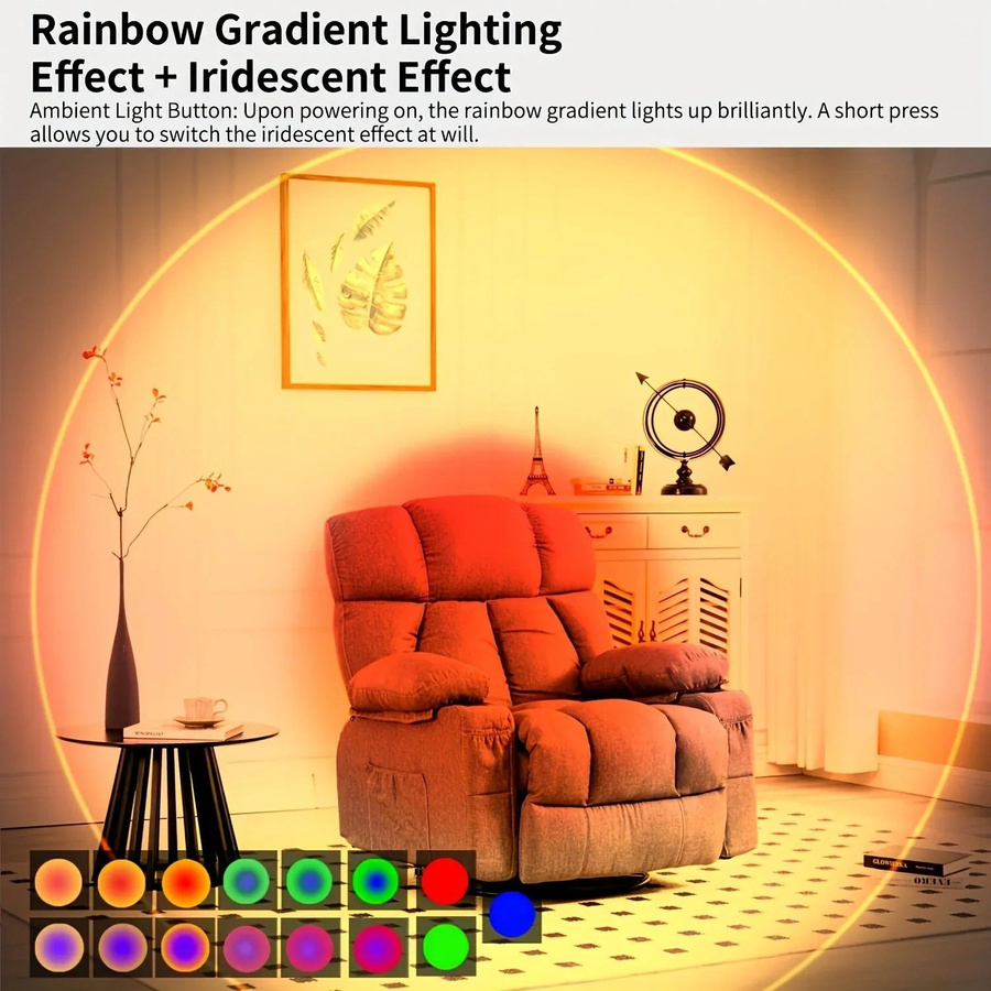 YJMP Super Lighting LED Nachtlicht mit Bewegungssensor, RGB Farben wechselnd, kabellose magnetische Wandleuchte, wiederaufladbar, Sonnenuntergangslampe für Schlafzimmer und Wohnzimmer, weißgold - Bild 4
