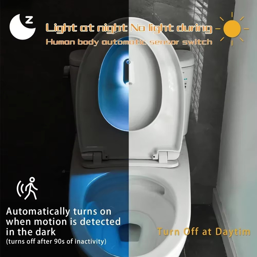 LINYILIGHT RGB LED Nachtlicht mit Bewegungsmelder, wiederaufladbare Stufenbeleuchtung mit Typ C Anschluss für WC, Badezimmer, Flur und Treppen, Multicolor und Weiß - Bild 2