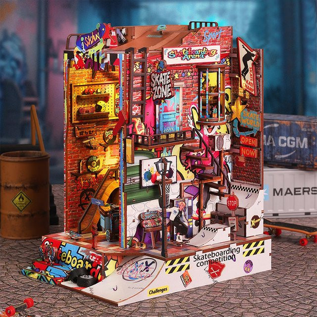 DIY Miniatur-Puppenhaus Buchnischen-Set von zuuton als 3D Holzpuzzle in Multicolor zur kreativen Schreibtisch-Dekoration - Bild 1
