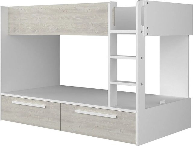 Etagenbett TINOLI für Kinder in Naturfarben Hell und Weiß mit Schubladen, B/T/H: 90 x 200 x 205,6 cm - Bild 1