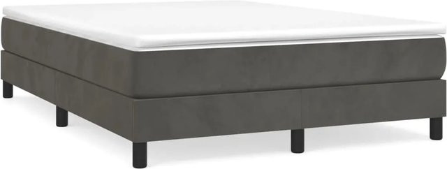 vidaXL Boxspringbett aus Samt in Dunkelgrau, B/T/H: 140 x 190 cm - Bild 1