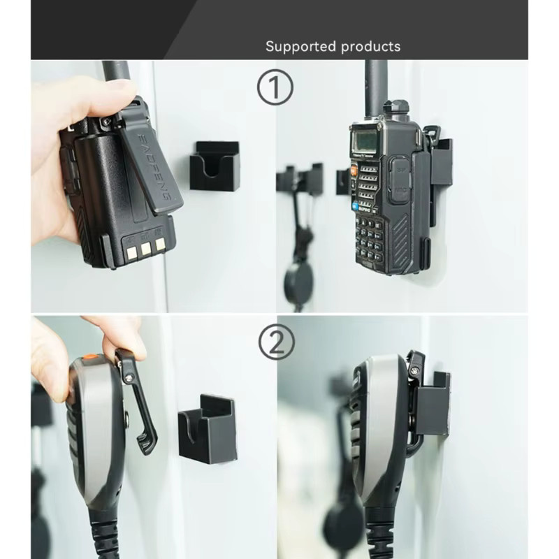 Selbstklebender Gepäckträger in Schwarz für die Automontage zur Aufbewahrung von Walkie-Talkies - Bild 3