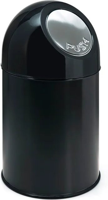 PROREGAL Klassischer Abfallbehälter mit Pushdeckel aus Metall, Schwarz, H x B x T: 56 x 31 x 31 cm, 31 Liter - Bild 1