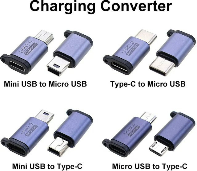 BSN 2er-Set Micro-USB auf USB-C Ladeadapter in Blau für Handy, Tablet und Kamera - Bild 1