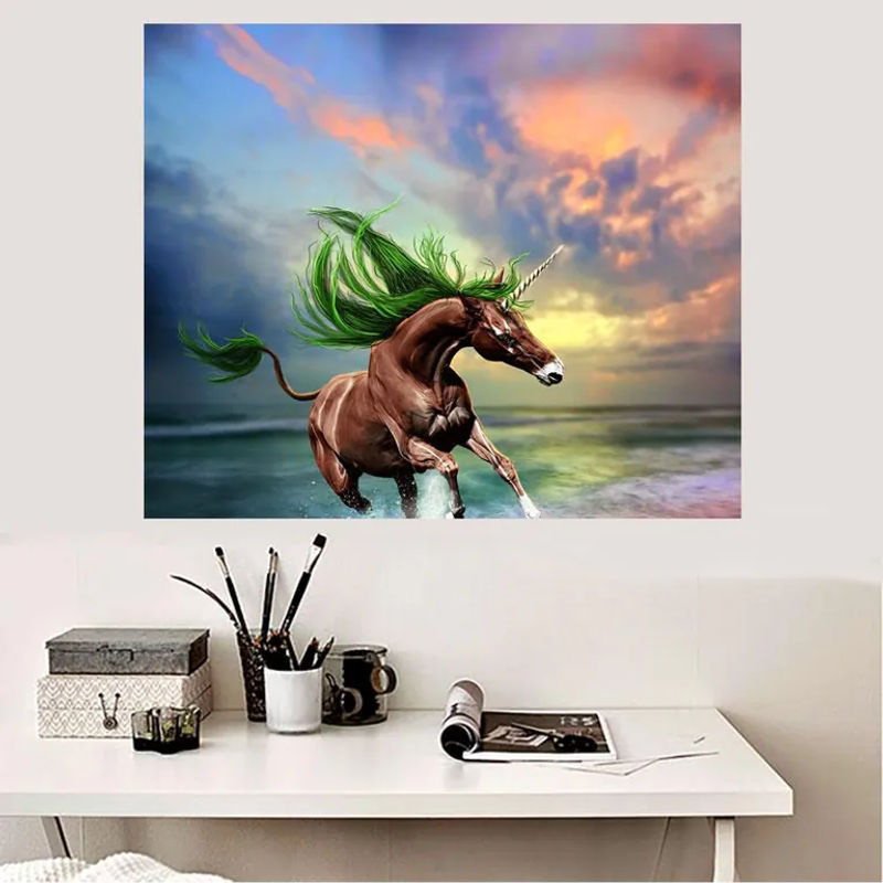 FIYO Diamond Painting Set Pferd am Meer als 5D DIY Diamantmalerei in Querformat, mehrfarbig, B/H: 30 x 20 cm - Bild 2