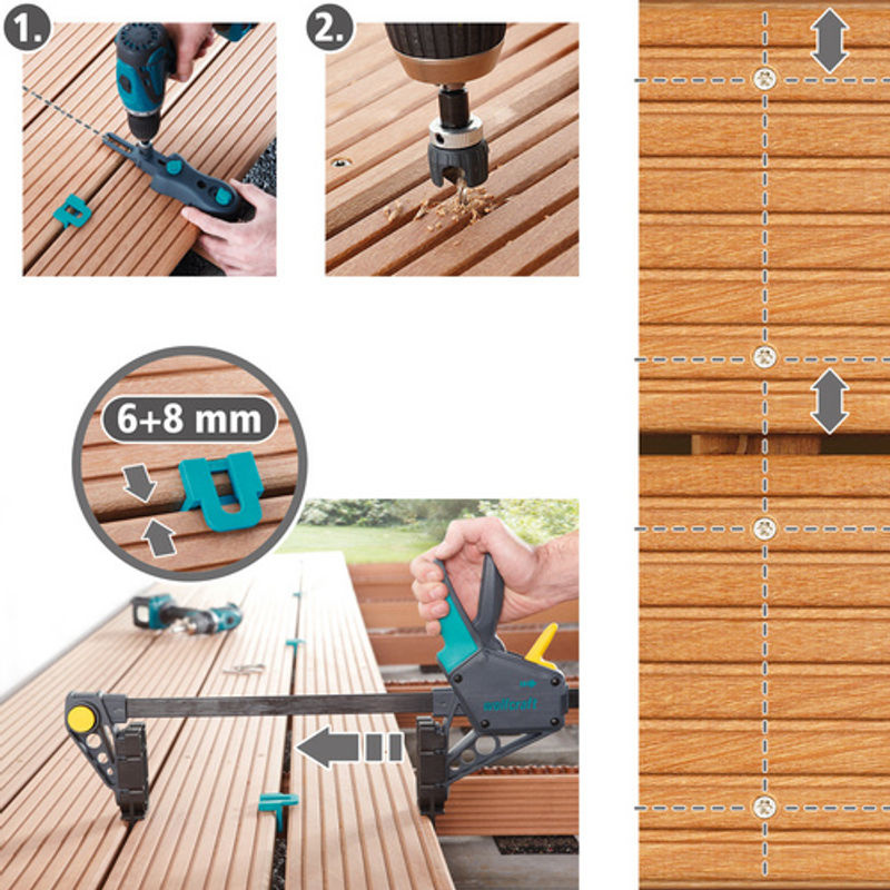 Wolfcraft Terrassenbau-Set 6988000 aus Kunststoff in Schwarz und Türkis - Bild 3