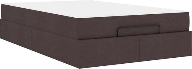 vidaXL Bettgestell mit Matratze und Schubladen in Braun, Stoff und Holz, B/T/H: 120 x 193 x 43,5 cm - Bild 1