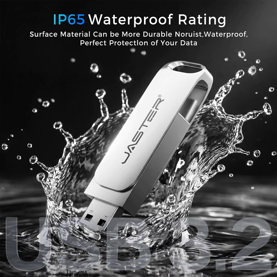JASTER 2-in-1 USB-C OTG Flash-Laufwerk 128 GB, USB 3.2 Stick mit 100 MB/s in Silber - Bild 3