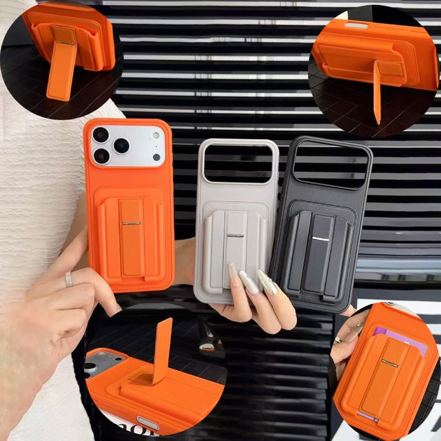 RUWANGAA Stoßfeste Handyhülle mit Kartenhalter aus mattem PC und weichem TPU für iPhone 17 Pro Max, 16 Pro Max, 15, 14, 13 in Orange - Bild 1
