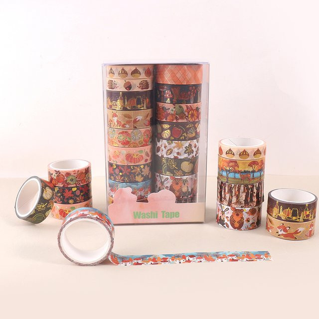 17 Rollen Washi-Tape Autumn-Serie mit bunten Cartoon-Tier- und Pflanzenmustern zur Geschenkdekoration - Bild 1