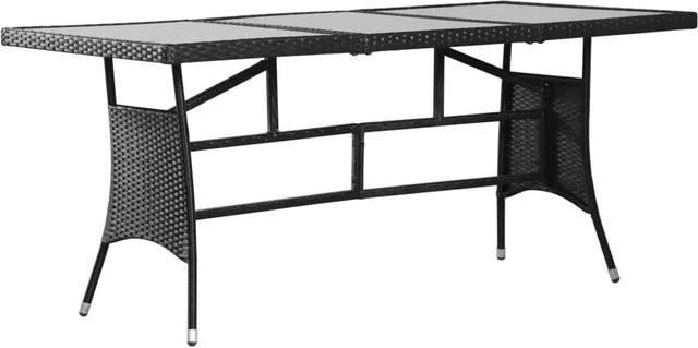 Furnicato Gartentisch aus PE-Rattan und Glas in Schwarz B/T/H: 170 x 80 x 74 cm - Bild 1