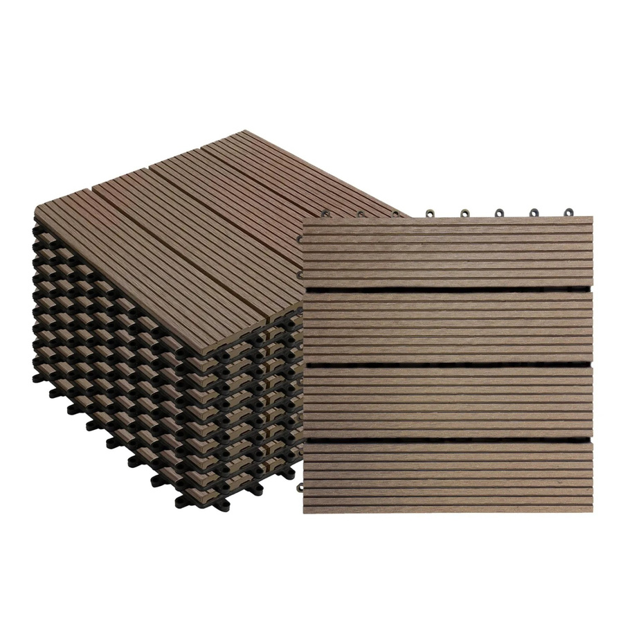 Karat WPC Terrassenfliesen Royal Dunkelbraun 11er-Set mit Click-System, B/B: 30 x 30 cm - Bild 2