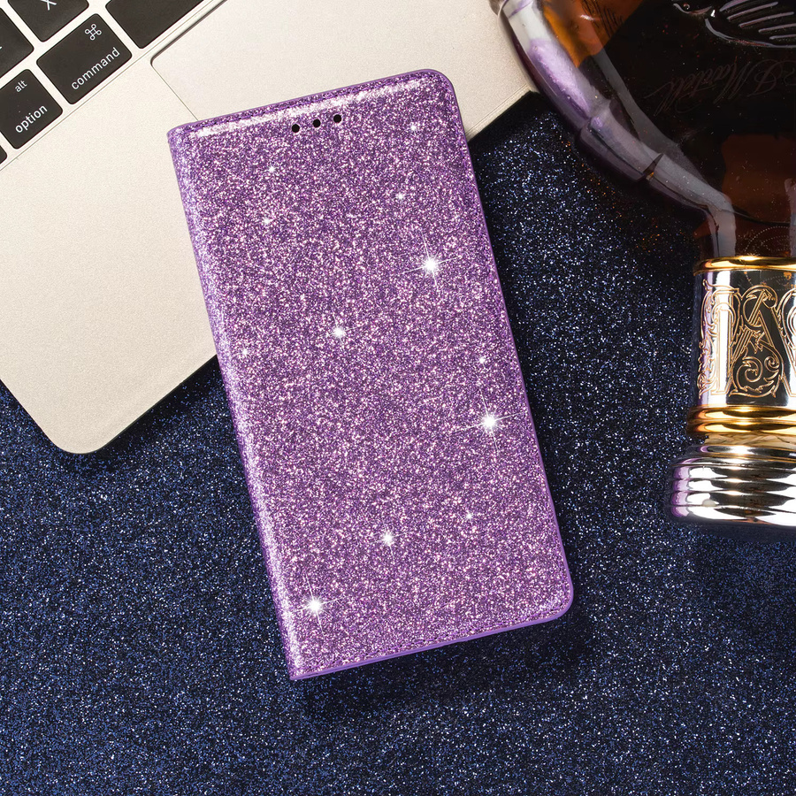 Glitzernde Magnetische Buchhülle mit Kartenfach für Samsung S26 Ultra S25 Plus S24 S23 FE A17 A37 A57 A16 A36 A56 in Purple - Bild 2